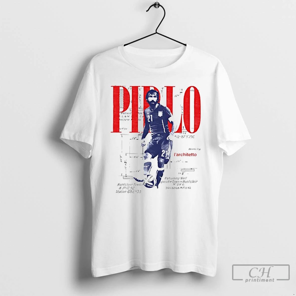 Classic Andrea Pirlo Larchitetto Vintage Player Football T Shirts Hoodie Longsleeve