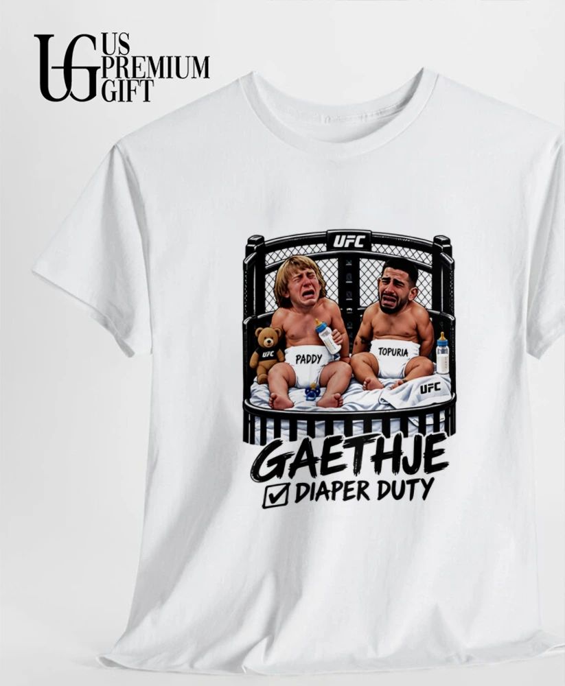 Gaethje Diaper Duty with Paddy and Topuria shirt