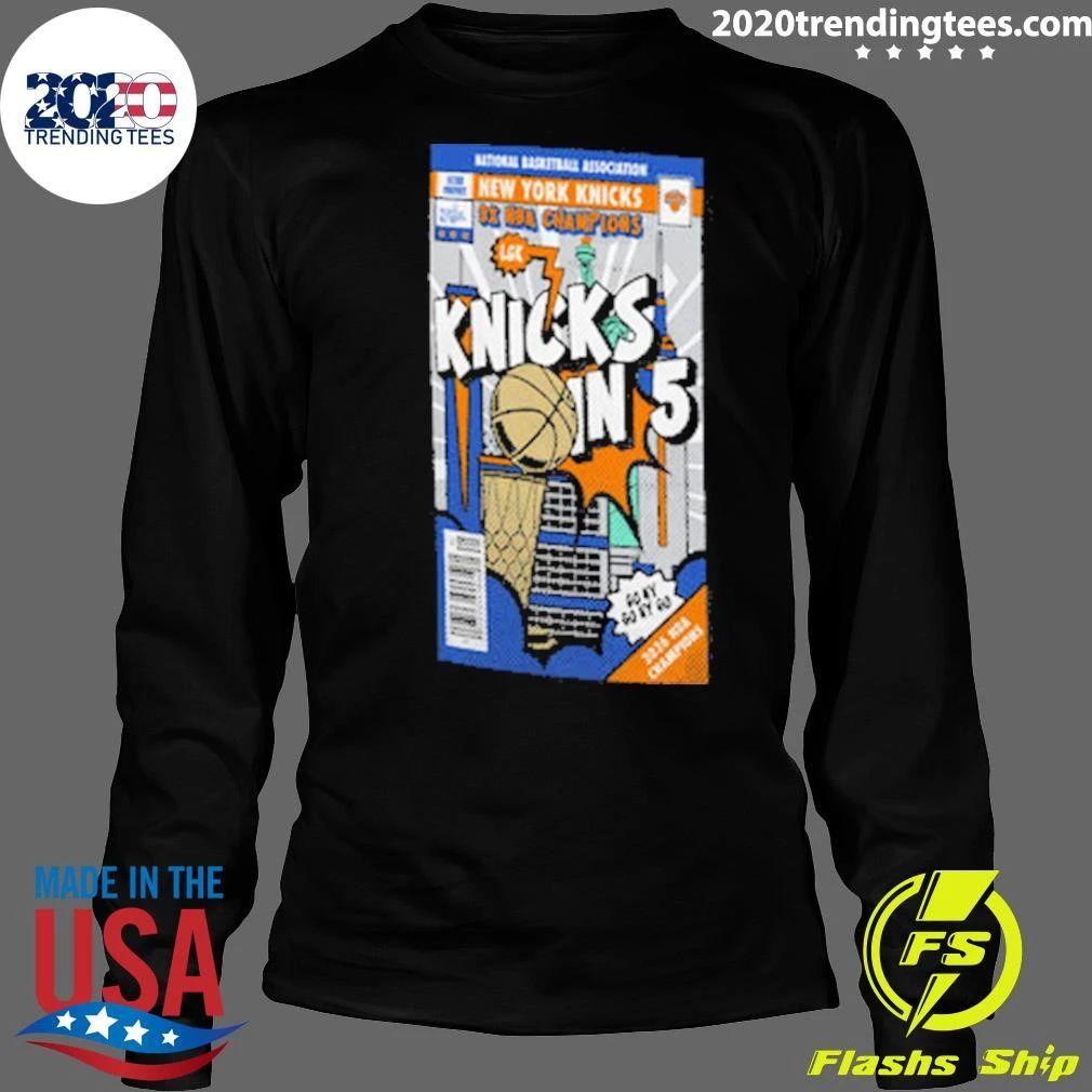 Youth Stadium Essentials Knicks 2026 NBA Champions Knicks in 5 Comic Book Tee Shirt