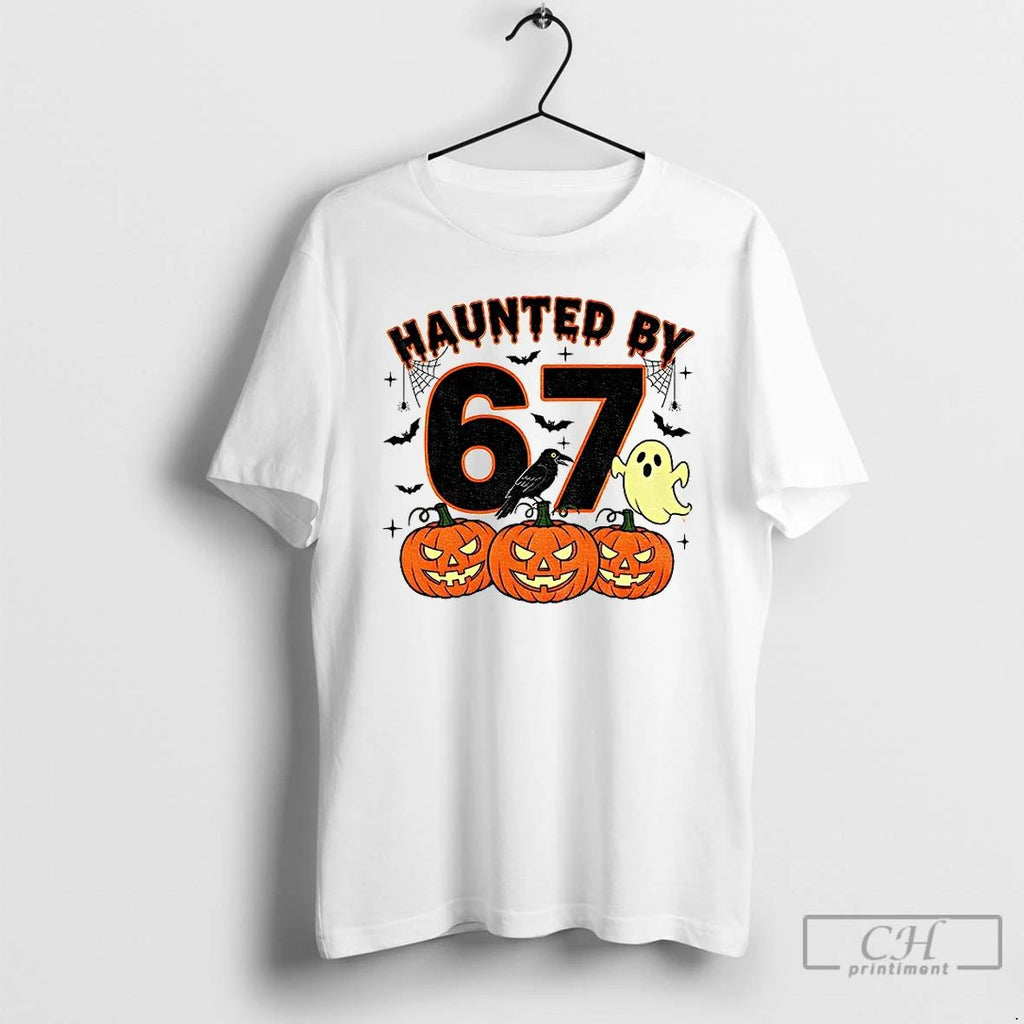 Haunted By 67 Halloween Spooky Ghost Pumpkin T Shirts