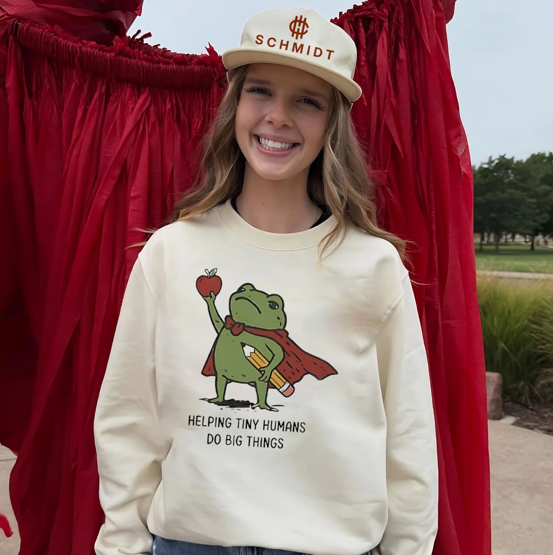 Cartoon frog helping tiny humans do big things shirt