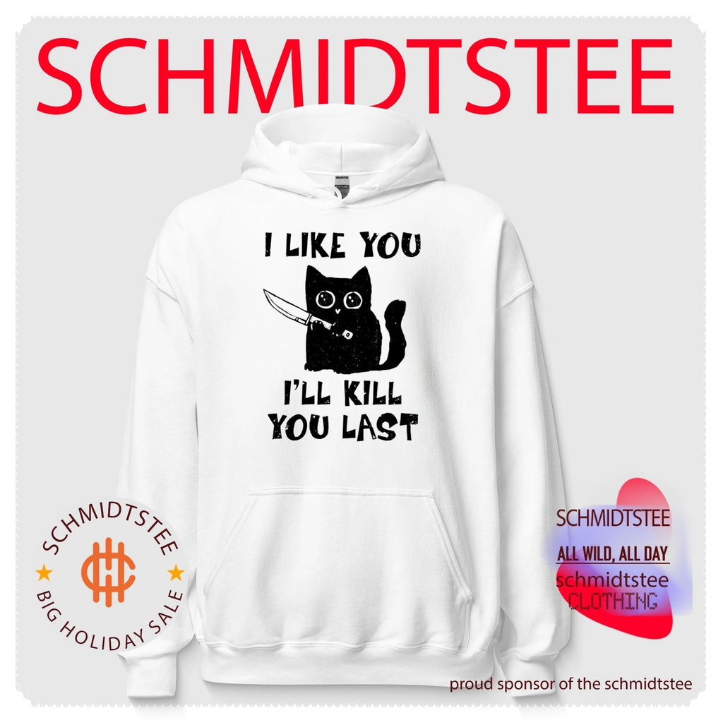 Distressed Black Cat Holding a Knife I Like You I Will Kill You Last shirt
