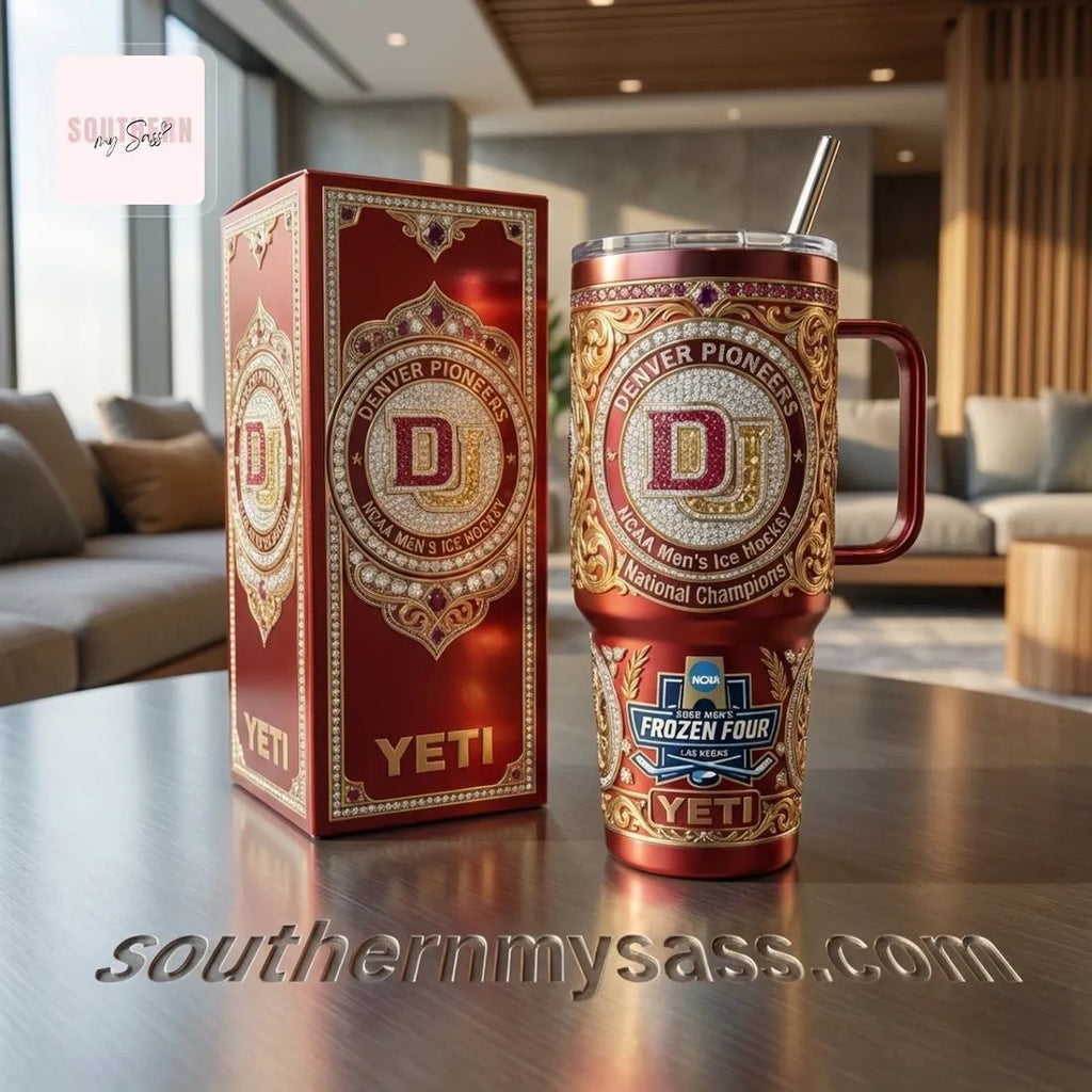 Denver Pioneers NCAA National Champions Diamond YETI Handled Tumbler