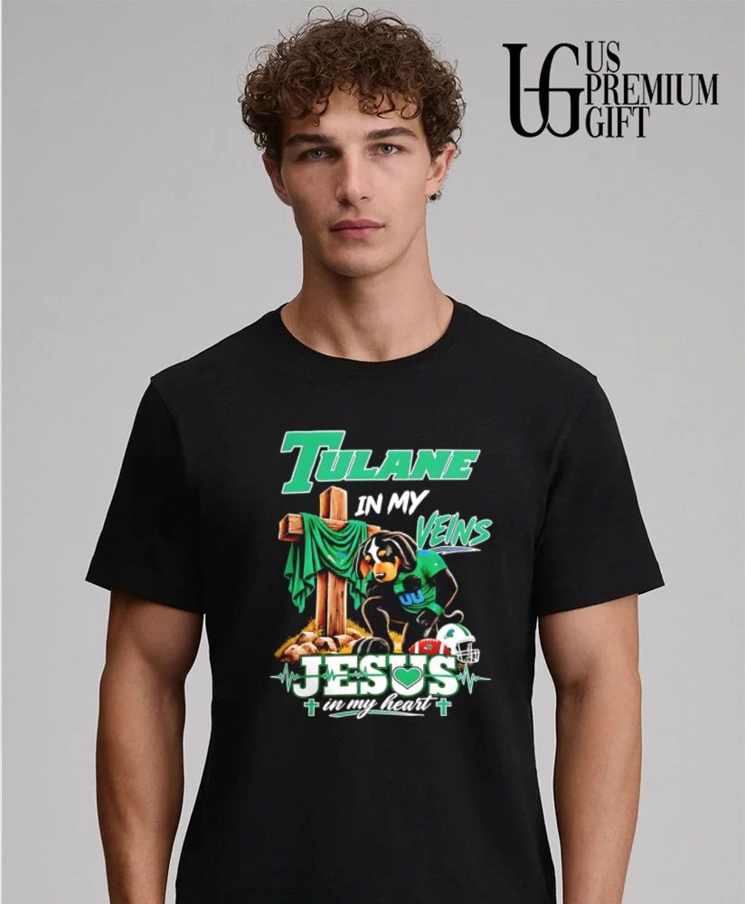 Tulane Green Wave Dog In My Veins Jesus In My Heart Faith Football mascot shirt