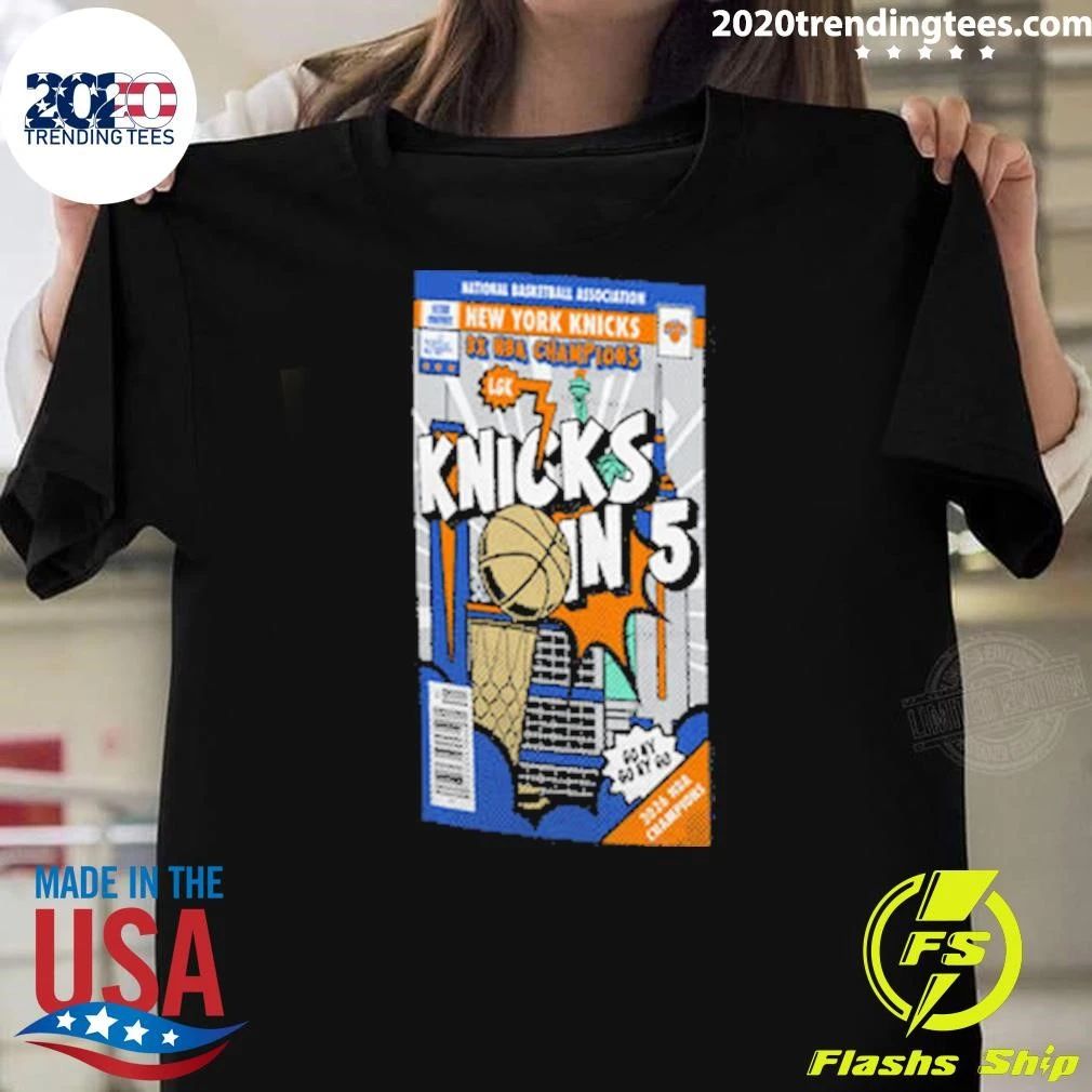 Youth Stadium Essentials Knicks 2026 NBA Champions Knicks in 5 Comic Book Tee Shirt