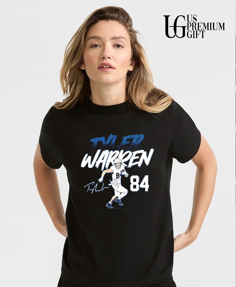 Tyler Warren Penn State football player running illustration shirt