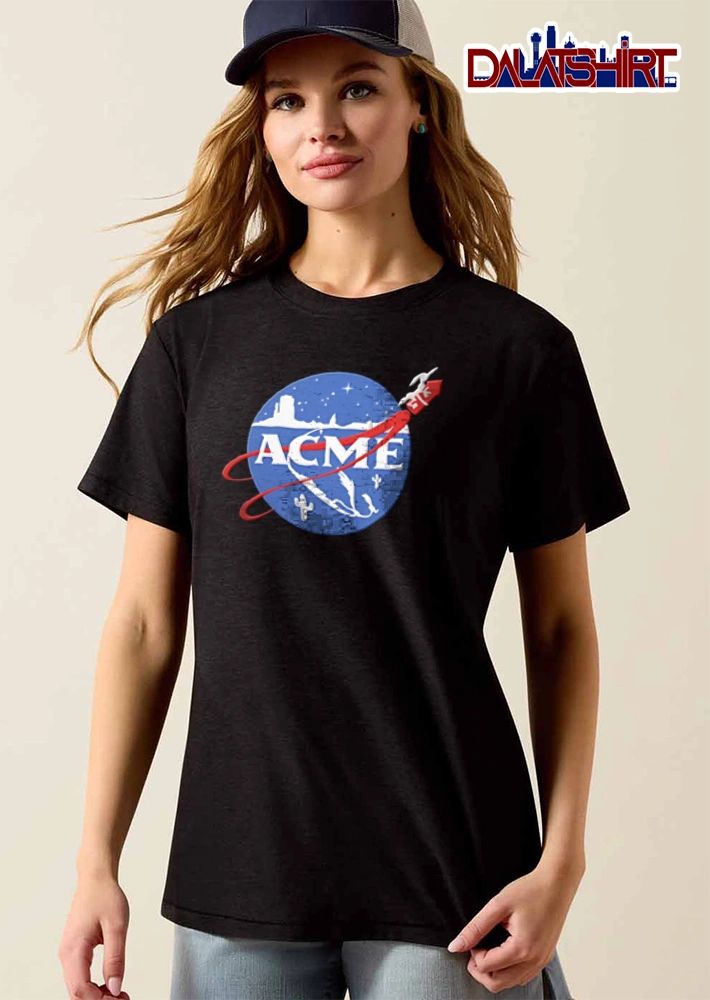 Nasa Acme rocket launching over desert landscape shirt