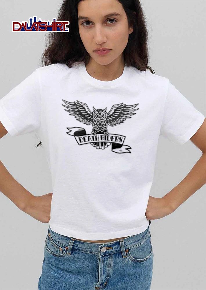 Death Riders owl with wings spread banner shirt