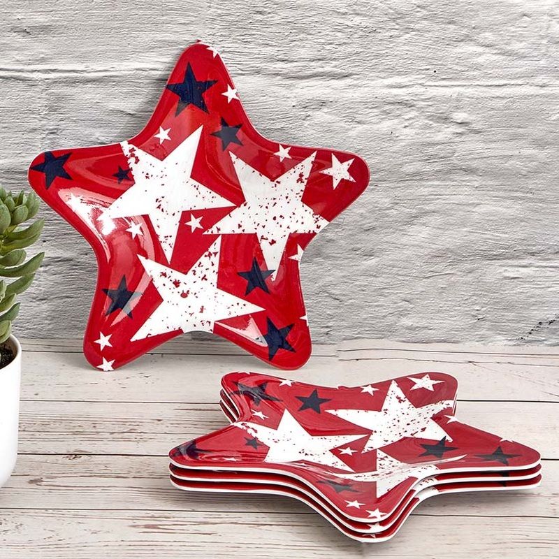 Americana Patriotic Melamine Appetizer Plates – Set of 4