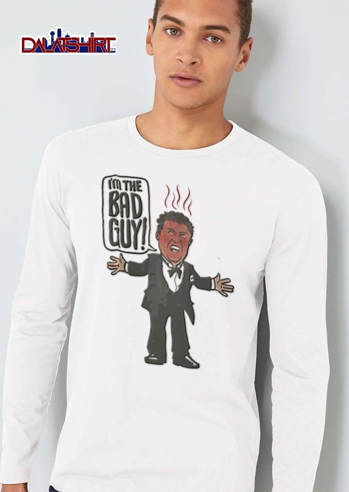 Im The Bad Guy man tuxedo arms outstretched cartoon shirt