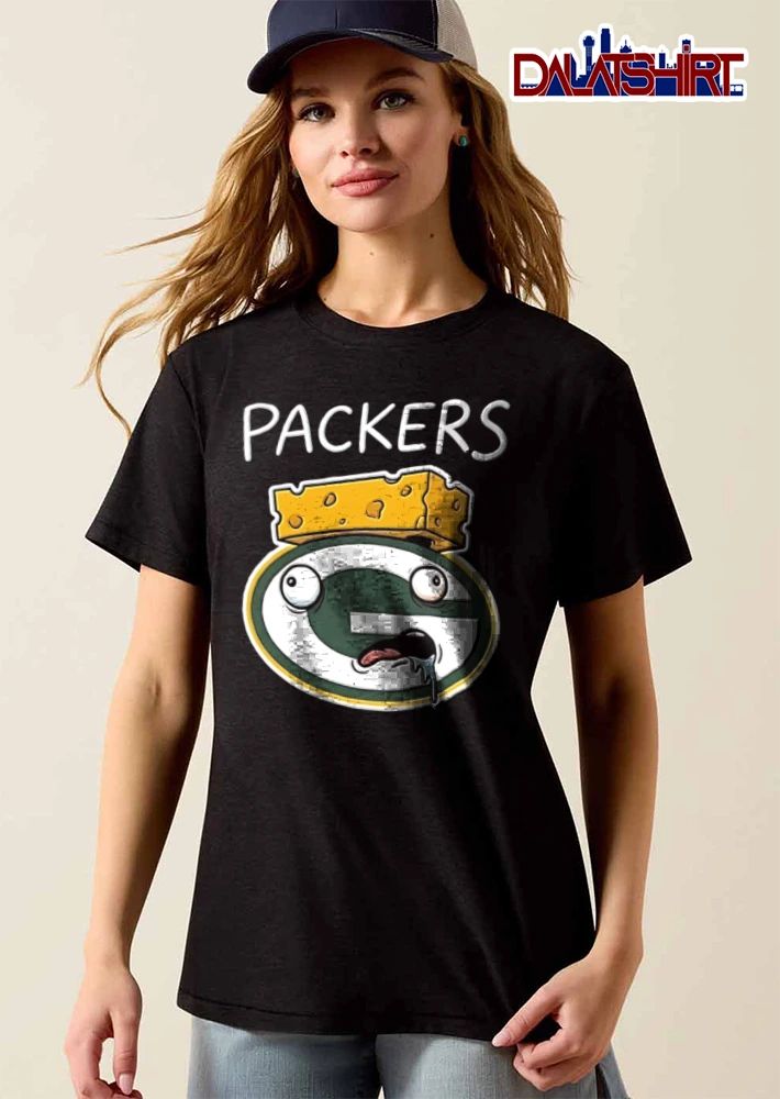 Green Bay Packers logo cheese head drooling cartoon meme shirt