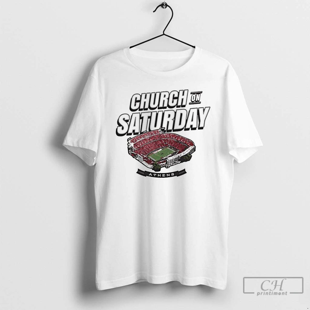 Classic Georgia Bulldogs Church On Saturday Sanford Stadium Athens T Shirts Hoodie Longsleeve