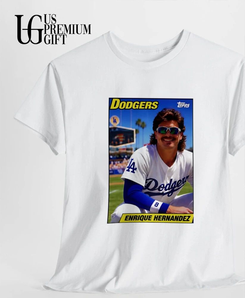 David Vassegh wearing Enrique Hernandez Dodgers shirt