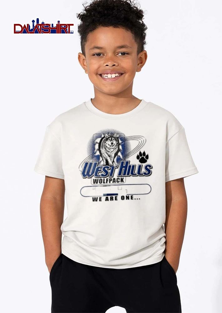 West Hills Wolfpack We Are One wolf head paw print graphic shirt