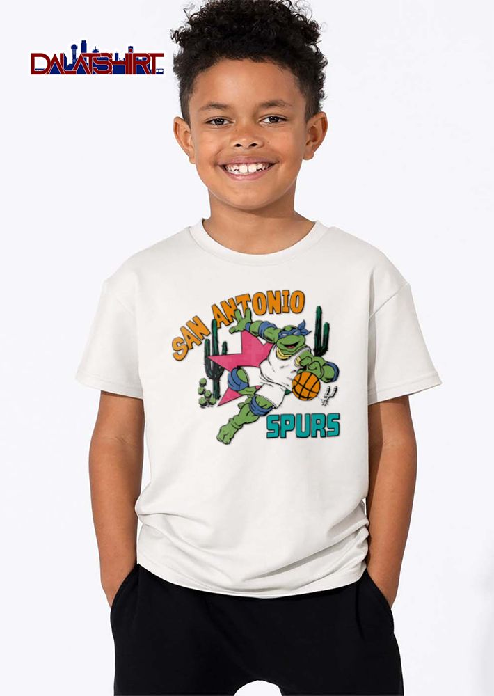 San Antonio Spurs NBA Cartoon Ninja Turtle Dribbling Basketball Cacti shirt
