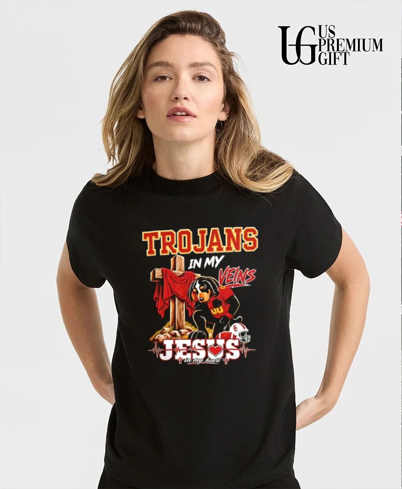 USC Trojans Dog In My Veins Jesus In My Heart Faith Football mascot shirt