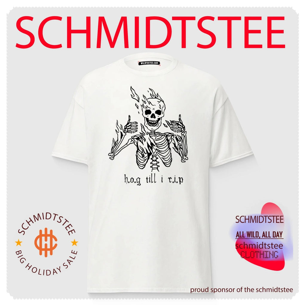 Hog Till I Rip Skeleton flaming skull paint shirt