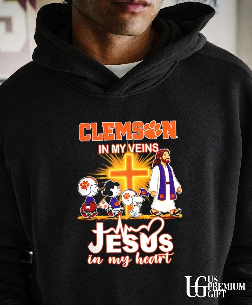 Clemson Tigers x Peanuts in My Veins Jesus in My Heart Walk shirt
