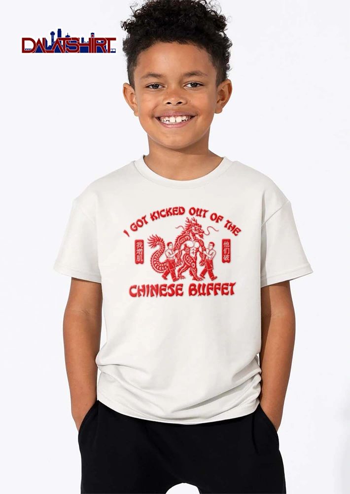 I Got Kicked Out Of The Chinese Buffet two men carrying muscular dragon shirt