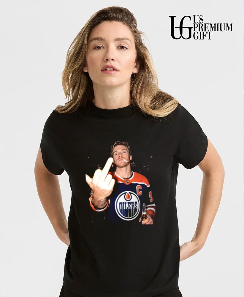 Connor McDavid Edmonton Oilers middle finger shirt