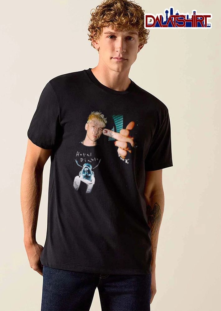 Machine Gun Kelly man blonde hair middle finger shirt