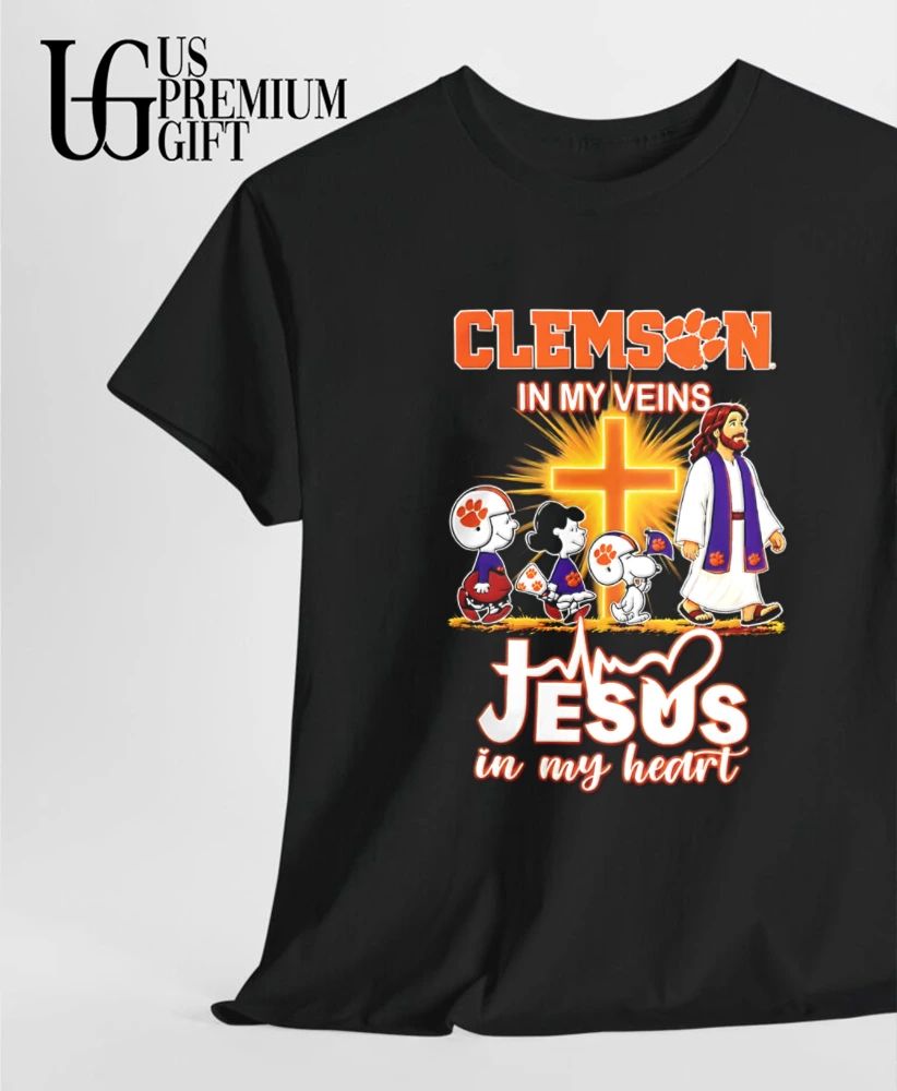 Clemson Tigers x Peanuts in My Veins Jesus in My Heart Walk shirt