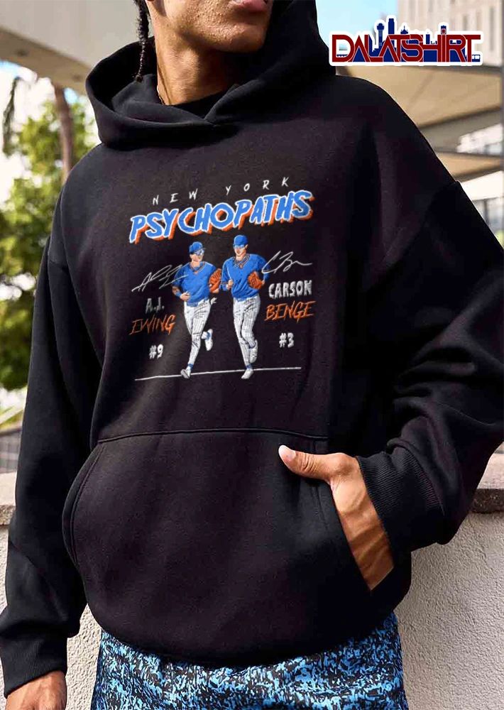 New York Psychopaths AJ Ewing number 9 and Carson Benge number 3 running action shirt