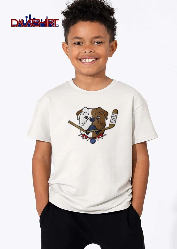 bulldog head spiked collar hockey stick shirt
