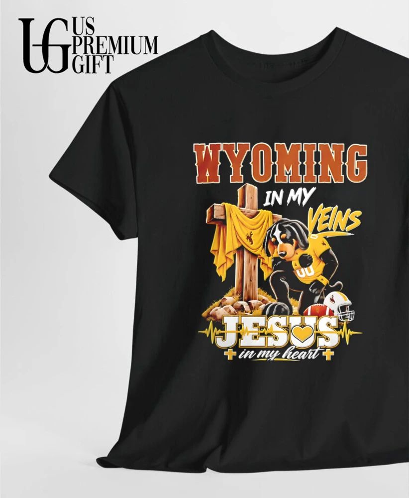Wyoming Cowboys Dog In My Veins Jesus In My Heart Faith Football mascot shirt