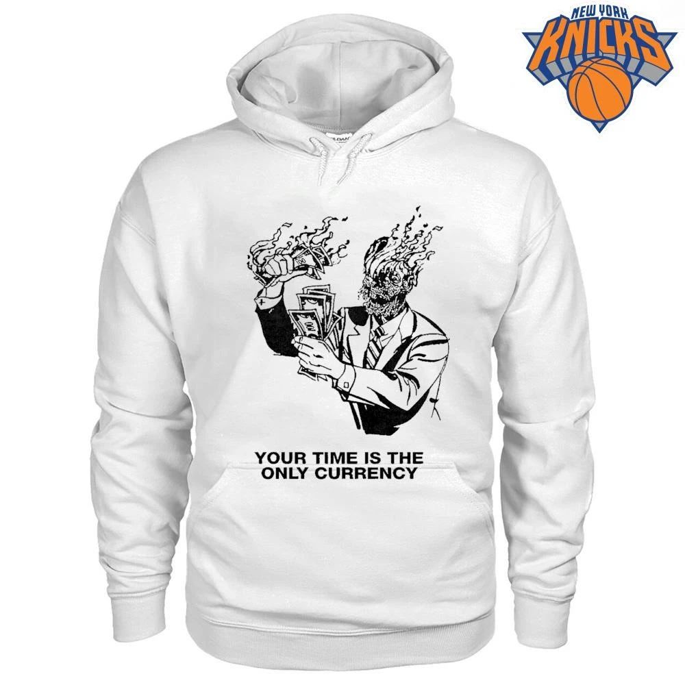Your Time Is The Only Currency Skeleton Business Man Burning Money Vintage Line Art Shirt