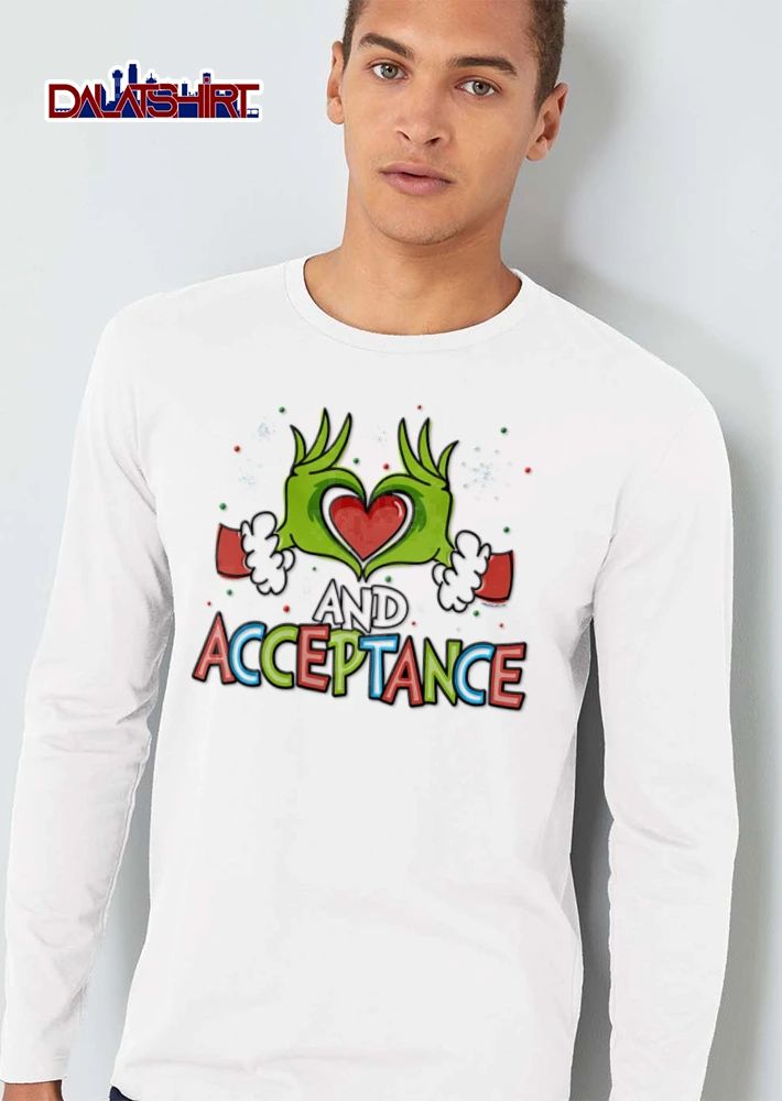 And Acceptance green furry hands forming heart shirt