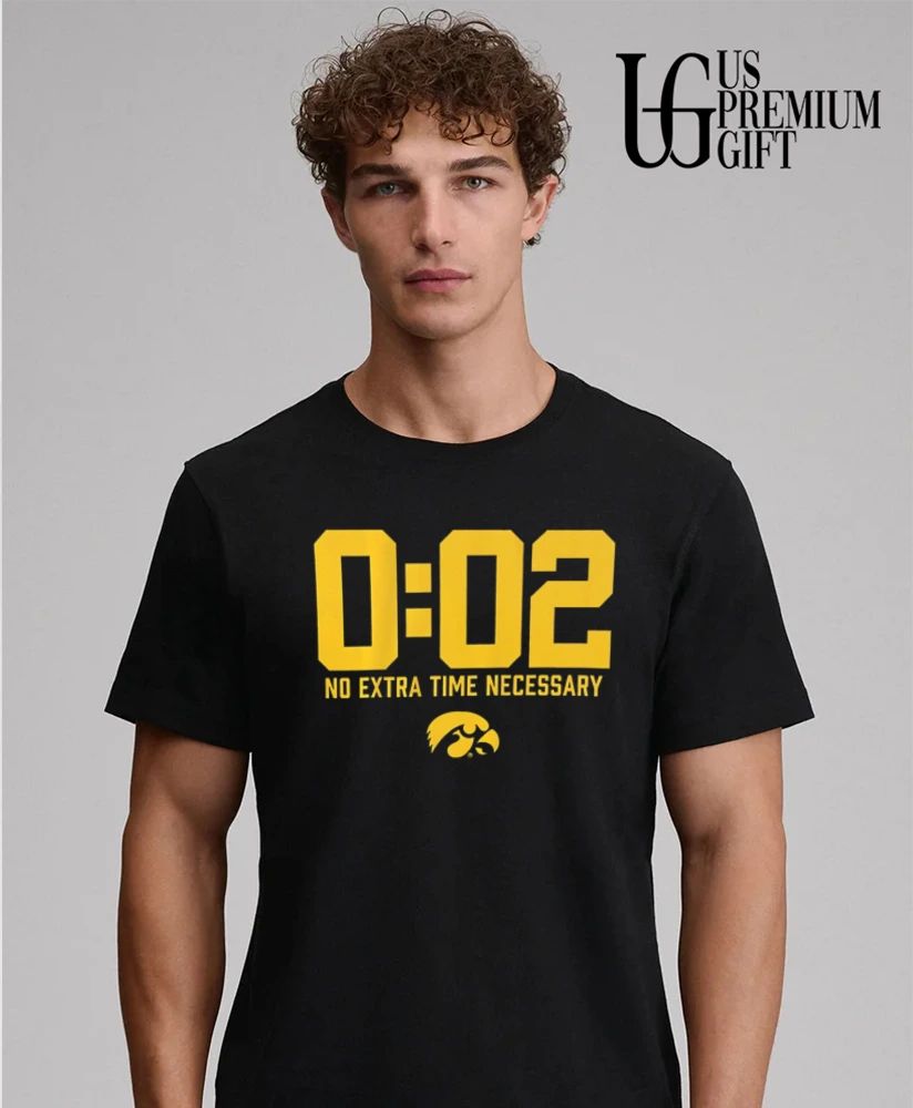 0.02 No Extra Time Necessary Iowa Hawkeyes football logo shirt