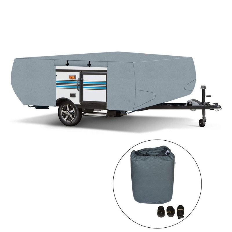 Waterproof Pop Up Folding Camper RV Cover Fits 12-14 FT Long Trailers