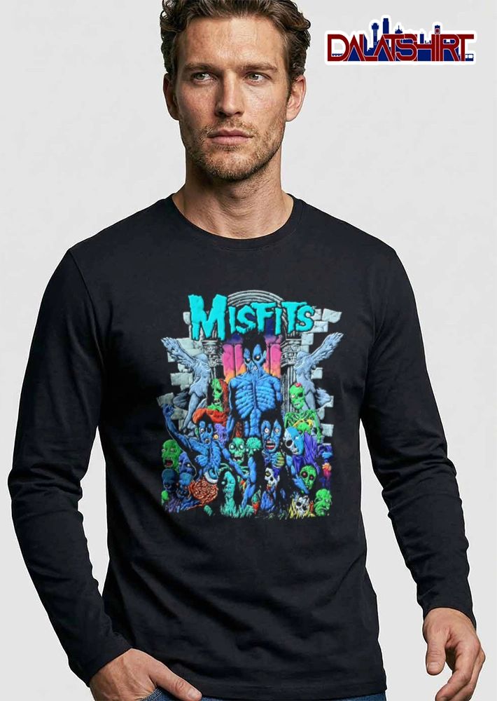 Misfits blue zombies crowd stone archway shirt