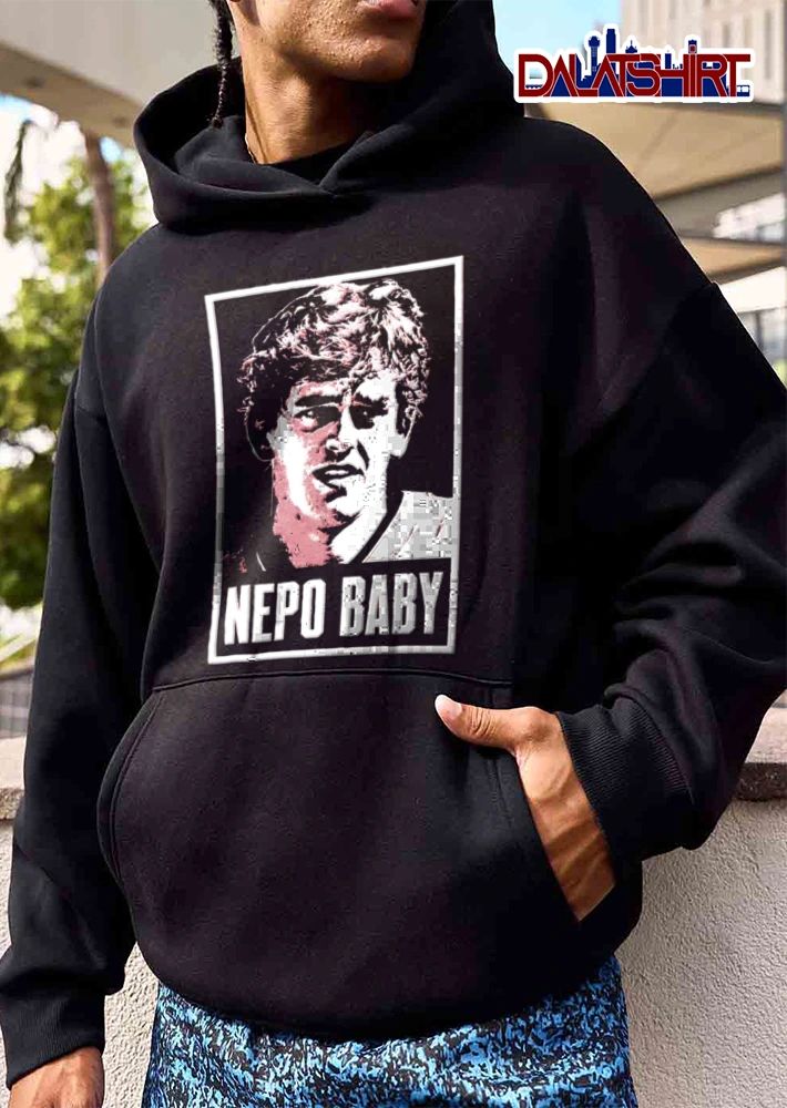 Nepo Baby man portrait graphic style red background shirt