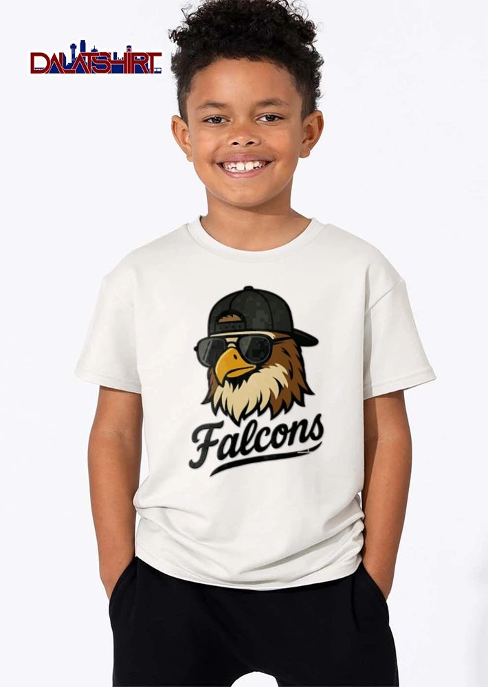 Atlanta Falcons eagle wearing sunglasses baseball cap shirt