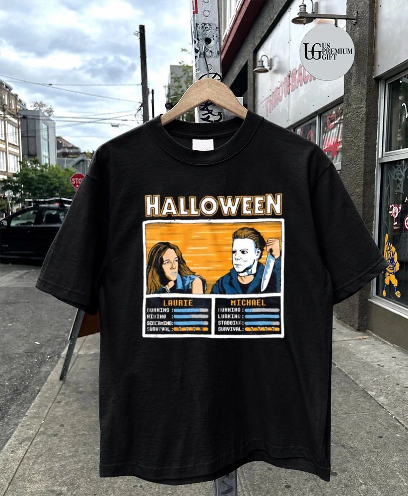 Laurie Michael Jamie Lee Curtis Michael Myers Halloween Holiday strode Michael Myers stats shirt