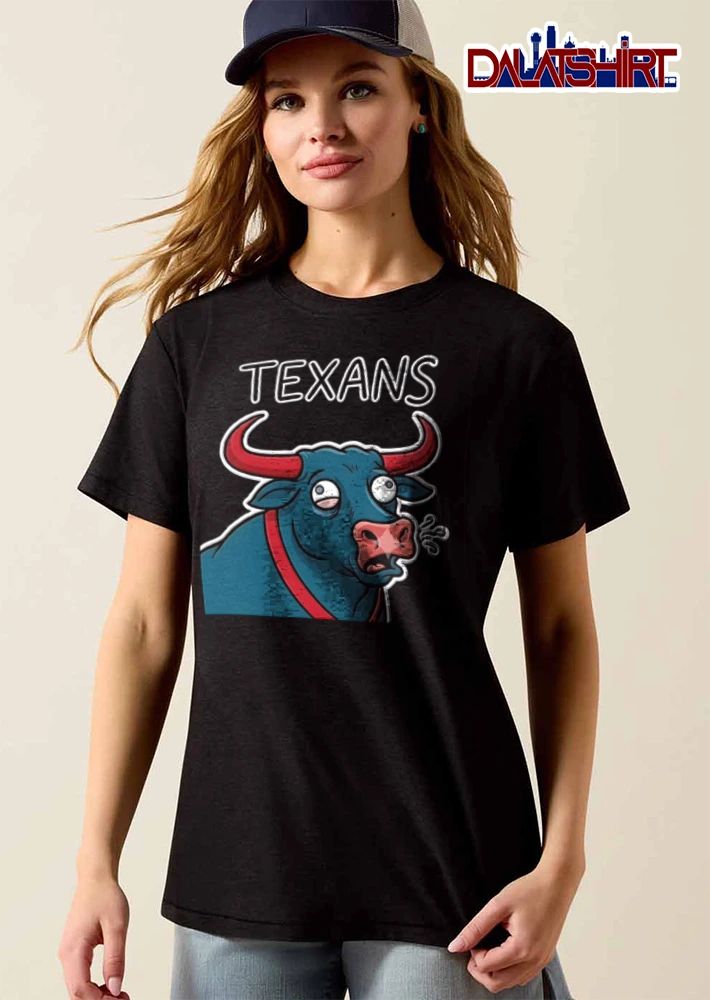 Houston Texans cartoon bull with crossed eyes meme shirt