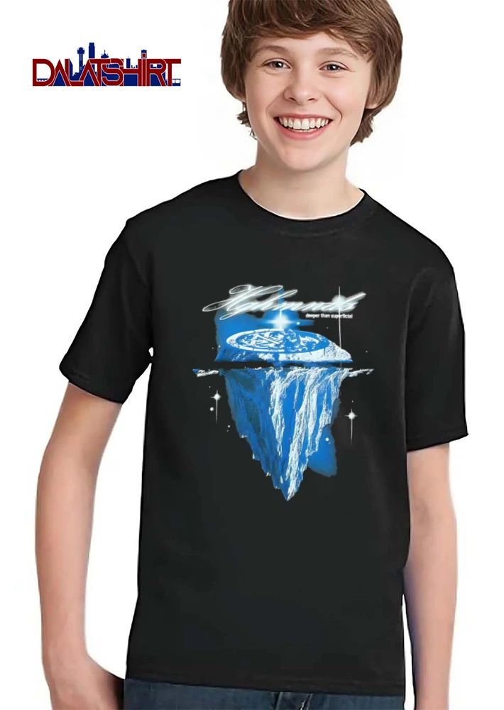 Deeper Than Superficial blue iceberg floating dark background shirt