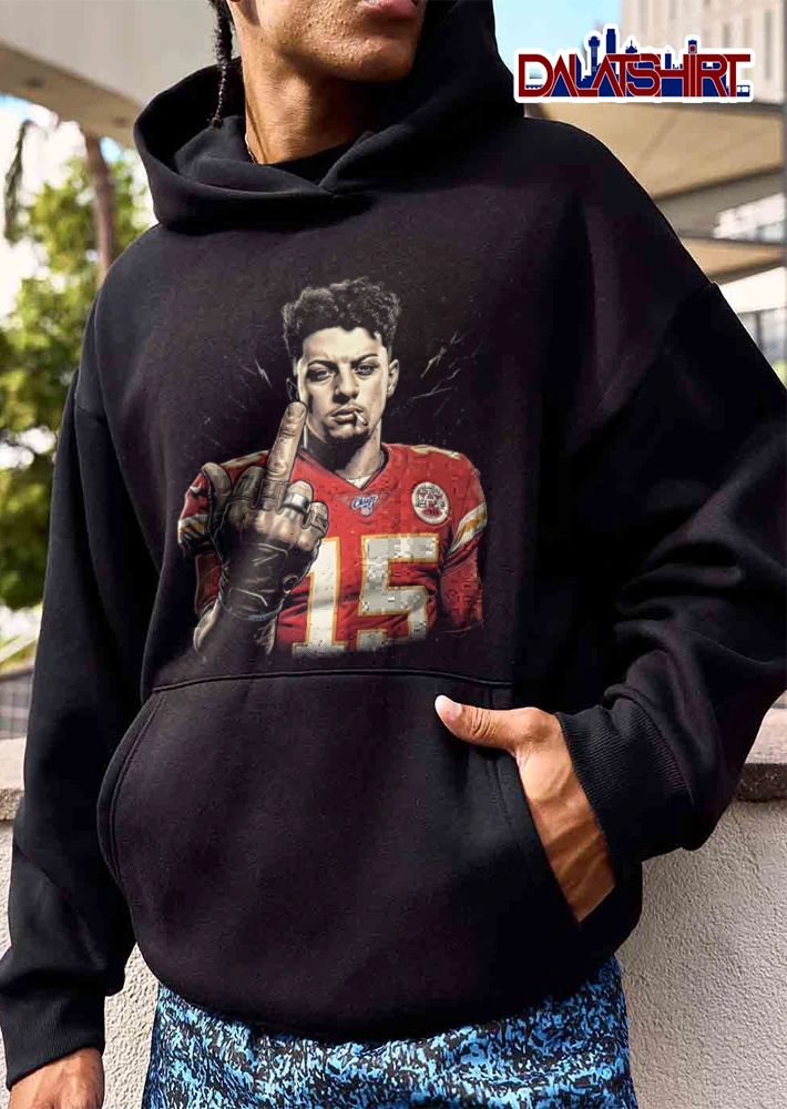 Kansas City Chiefs Patrick Mahomes 15 man cigarette middle finger jersey shirt