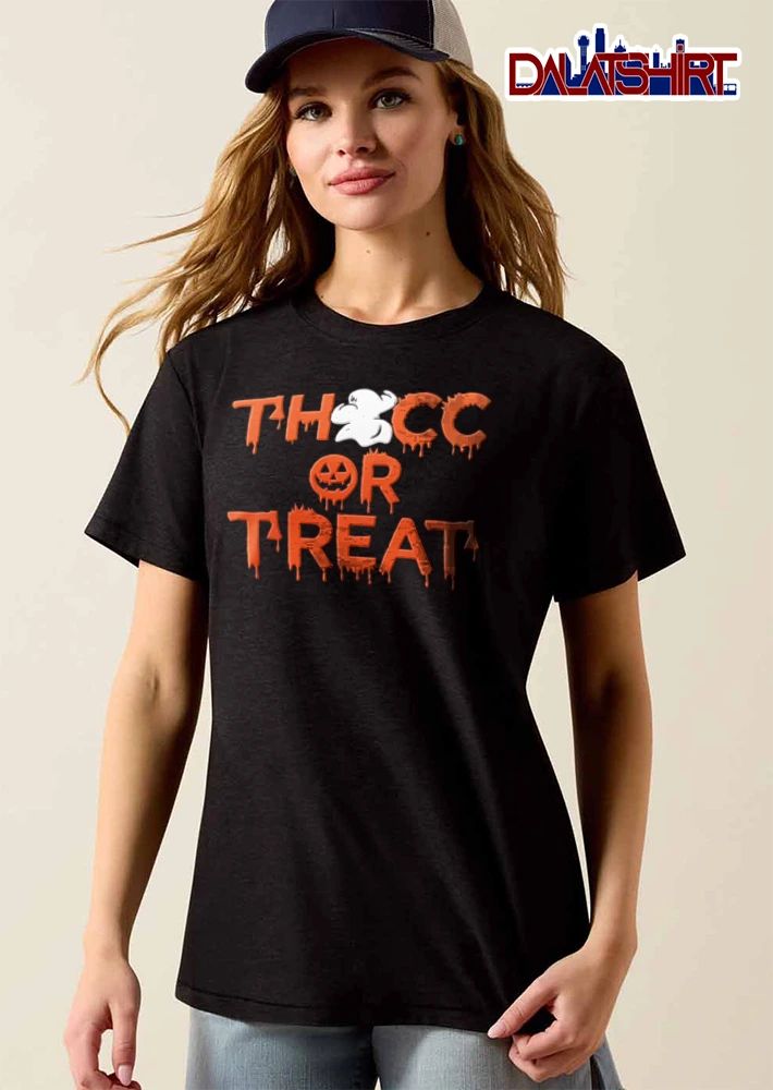 Thocc Or Treat ghost jack O lantern dripping font shirt