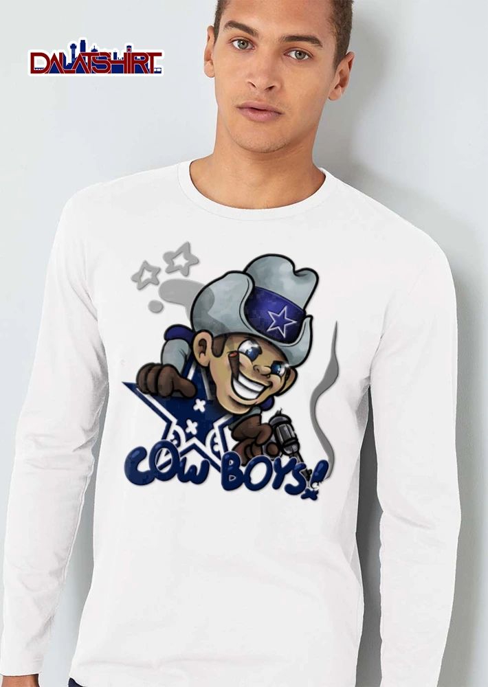 Dallas Cowboys Tyrus Wheat 59 cartoon cowboy holding revolver cigar shirt