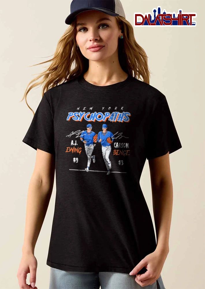 New York Psychopaths AJ Ewing number 9 and Carson Benge number 3 running action shirt