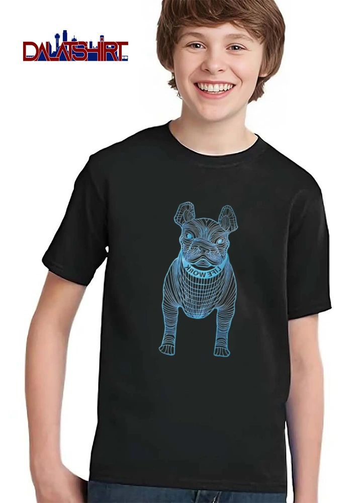 Life Work blue wireframe french bulldog illustration shirt