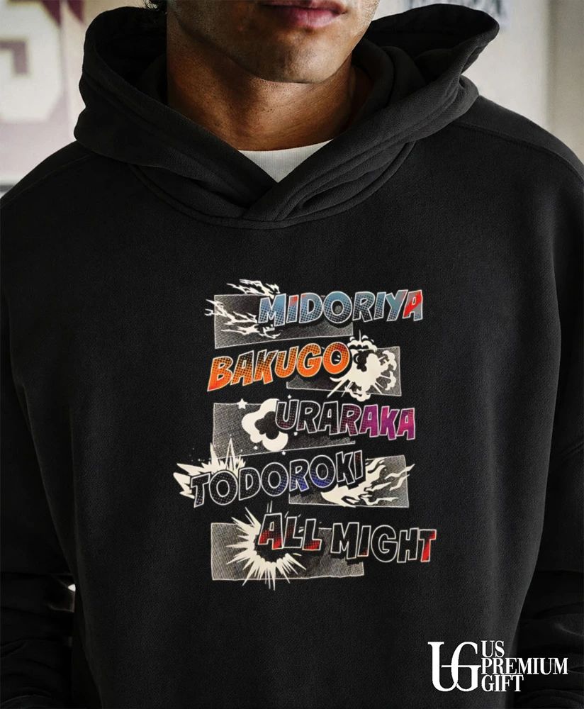 Midoriya Bakugo Uraraka Todoroki and All Might My Hero Academia Collage T-shirt