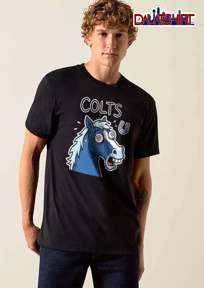 Indianapolis Colts blue horse sweating dizzy eyes meme shirt