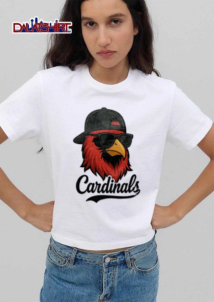 Arizona Cardinals red cardinal bird wearing sunglasses cap shirt