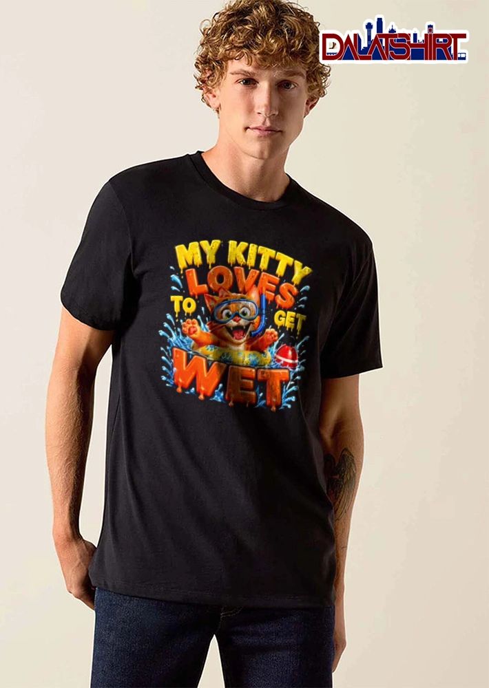 My Kitty Loves To Get Wet orange cat snorkel swimming ring shirt