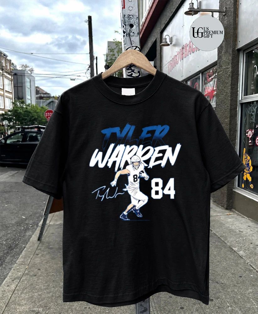 Tyler Warren Penn State football player running illustration shirt