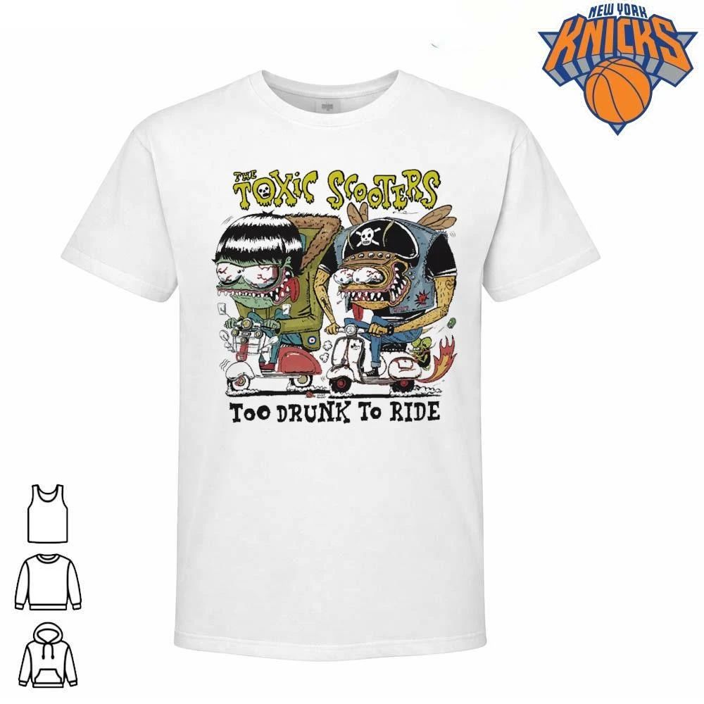 The Toxic Scooters Too Drunk To Ride Retro Monster Cartoon Biker Shirt
